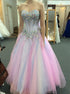 A Line Sweetheart Tulle Sequins Prom Dress LBQ4001